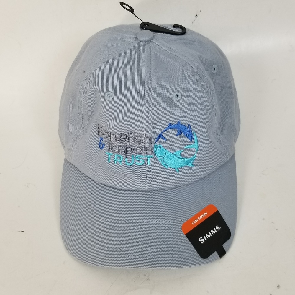 Simms Hat Mens OS Grey Blue Single Haul Cap Bonefish & Tarpon Trust Snapback
